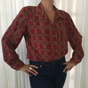 Vintage 90s Red Plaid Blouse